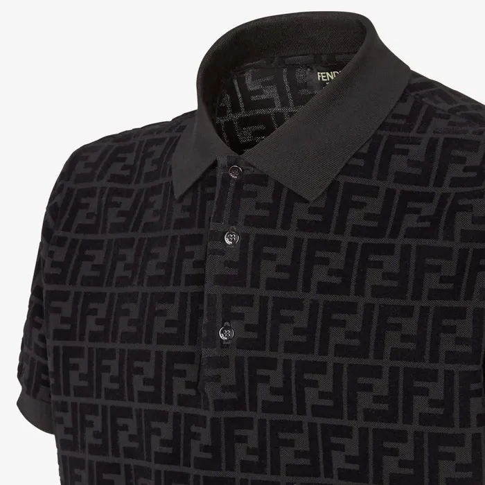 Fendi Tshirts and Polos Polo Shirt Black Jersey Polo Shirt 8211 Men