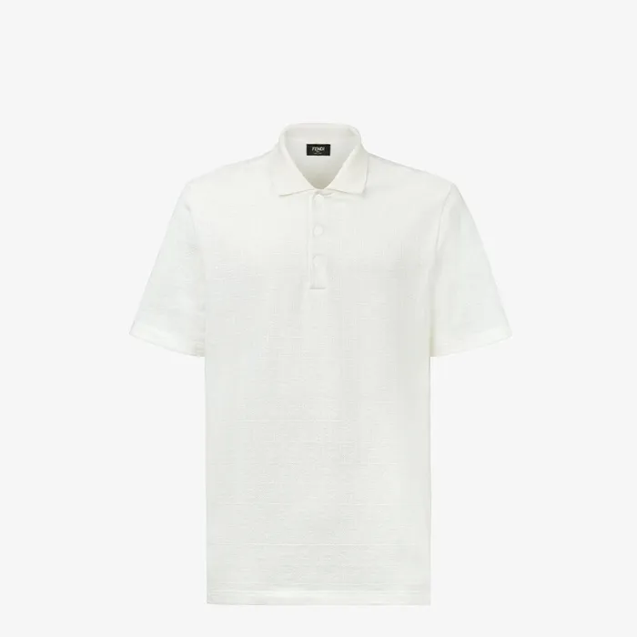 Fendi Tshirts and Polos Polo Shirt White FF Piqu Polo Shirt 8211 Men