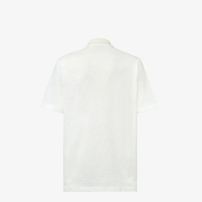 Fendi Tshirts and Polos Polo Shirt White FF Piqu Polo Shirt 8211 Men