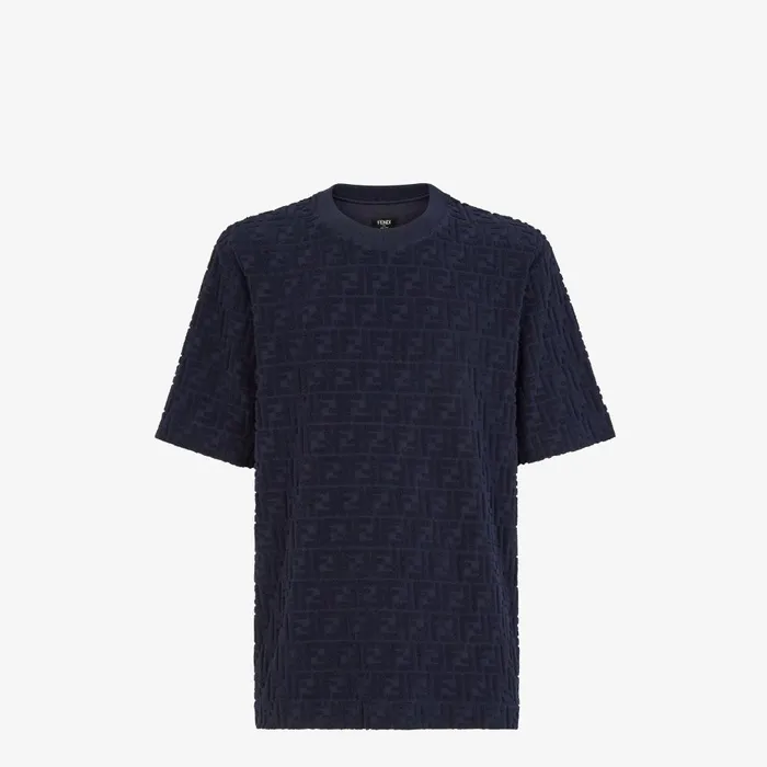 Fendi Tshirts and Polos TShirt Blue FF Terry Tshirt 8211 Men