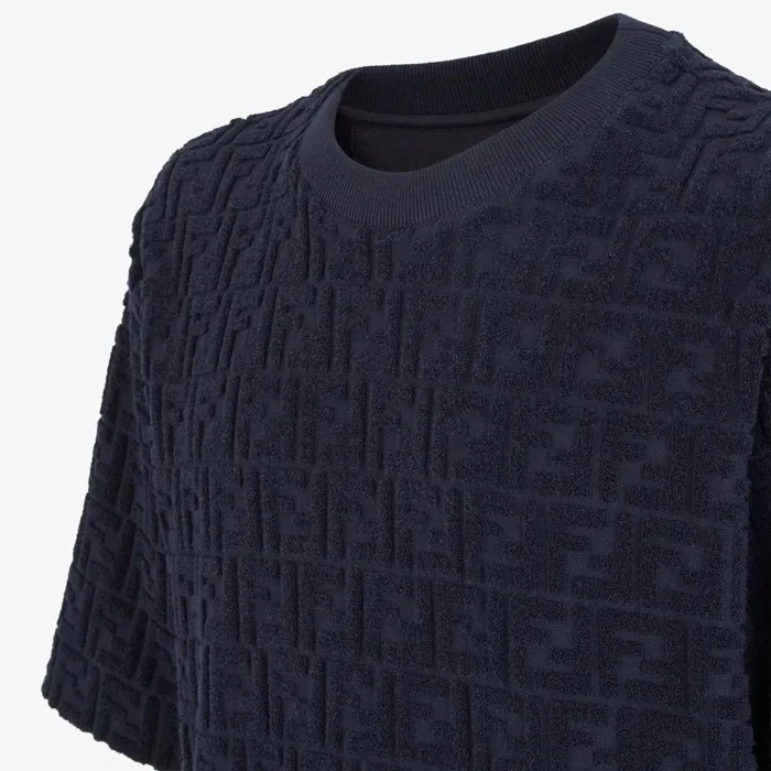 Fendi Tshirts and Polos TShirt Blue FF Terry Tshirt 8211 Men