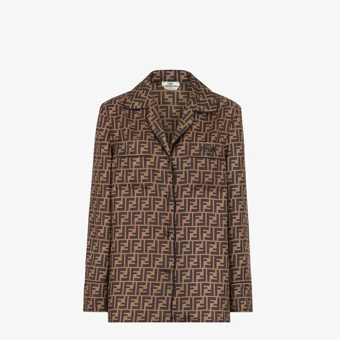 Fendi Tops and Shirts Shirt Brown Twill Shirt 8211 Women
