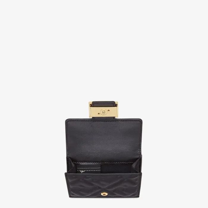 Fendi Wallets Baguette Micro Trifold Black Nappa Leather Wallet 8211 Women