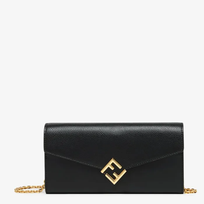 Fendi Wallets On Chain FF Diamonds Continental With Chain Black Leather Wallet 8211 Women Fendi Wallets On Chain FF Diamonds Continental With Chain Black Leather Wallet 8211 Women