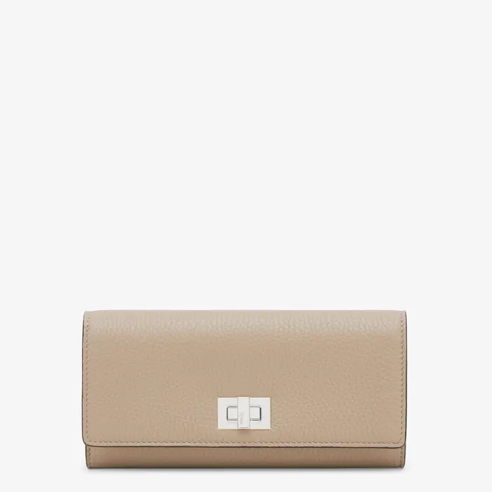 Fendi Wallets Peekaboo Continental Beige Leather Wallet 8211 Women