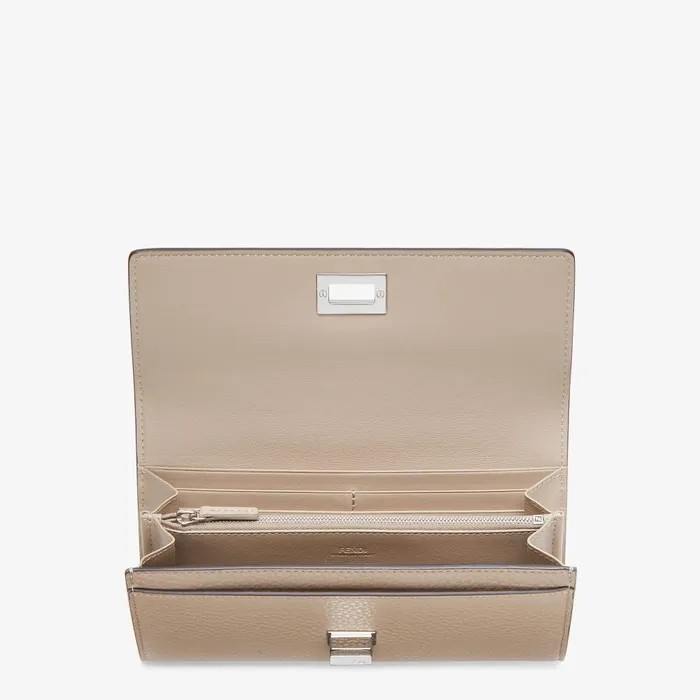 Fendi Wallets Peekaboo Continental Beige Leather Wallet 8211 Women