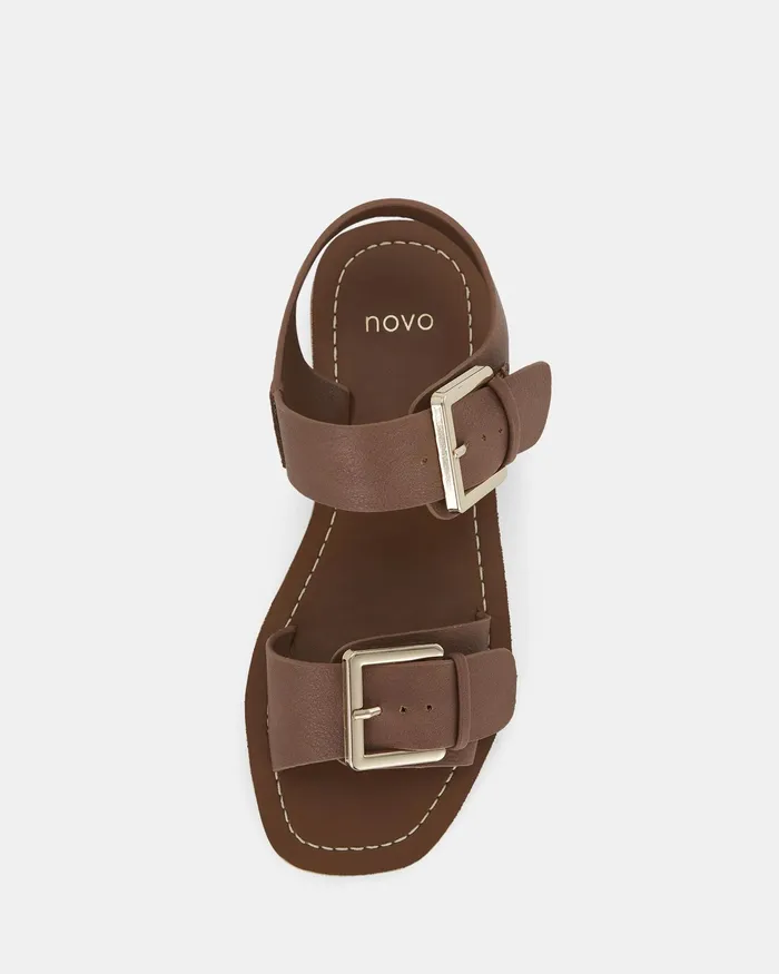 Flat Sandals TIERNEY TAN Strappy Sandals NOVO Shoes Women