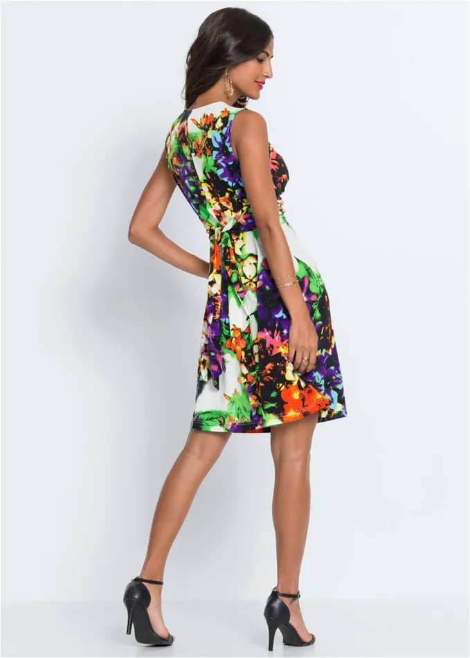 FLORAL PRINT TIE BACK DRESS Blue Multi Women VENUS Midi Dresses