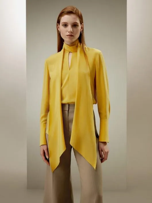 Flowing Silk TieNeck Blouse Women Blouses Lilysilk Shirts