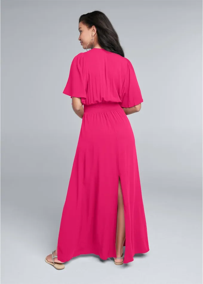 FLUTTER SLEEVE MAXI DRESS Fuchsia Women VENUS Sundresses