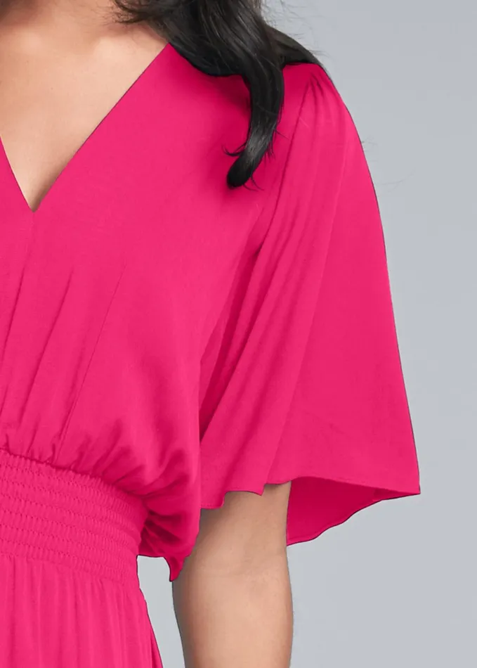 FLUTTER SLEEVE MAXI DRESS Fuchsia Women VENUS Sundresses