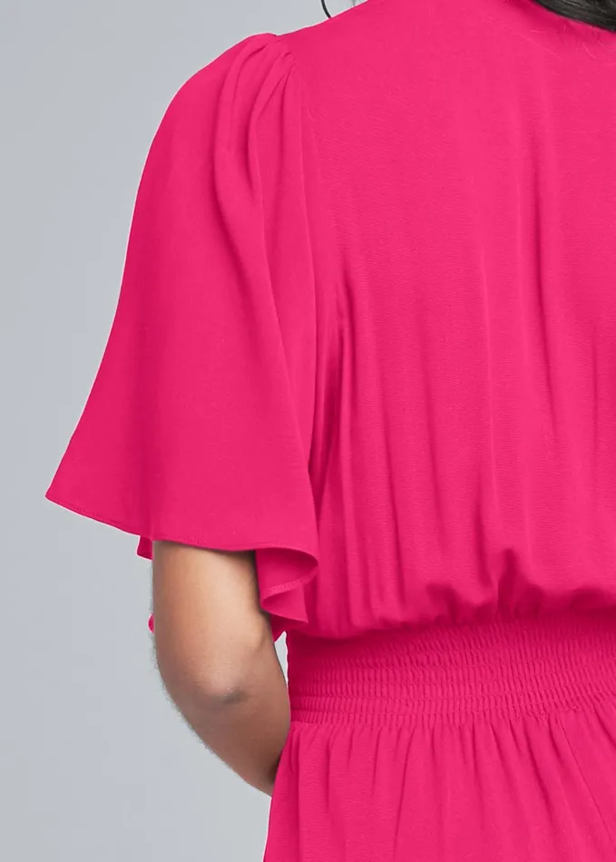 FLUTTER SLEEVE MAXI DRESS Fuchsia Women VENUS Sundresses