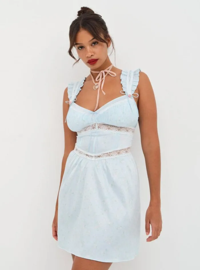For Love and Lemons Lingerie Ellery Slip Dress Blue 8211 Women