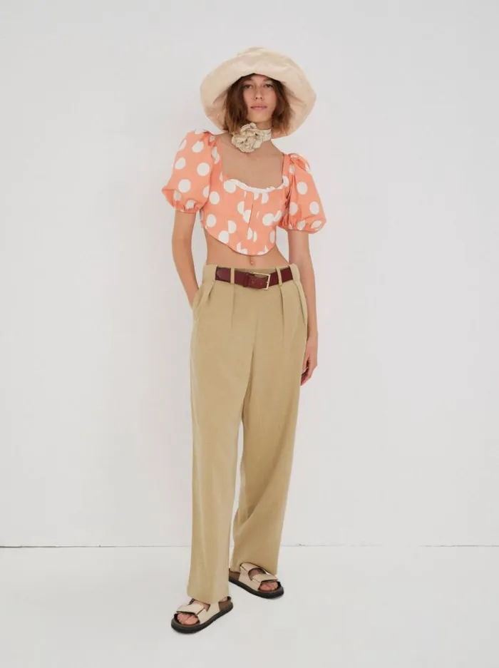 For Love and Lemons Tops Yasmin Puff Sleeve Corset Top Orange 8211 Women For Love and Lemons Tops Yasmin Puff Sleeve Corset Top Orange 8211 Women