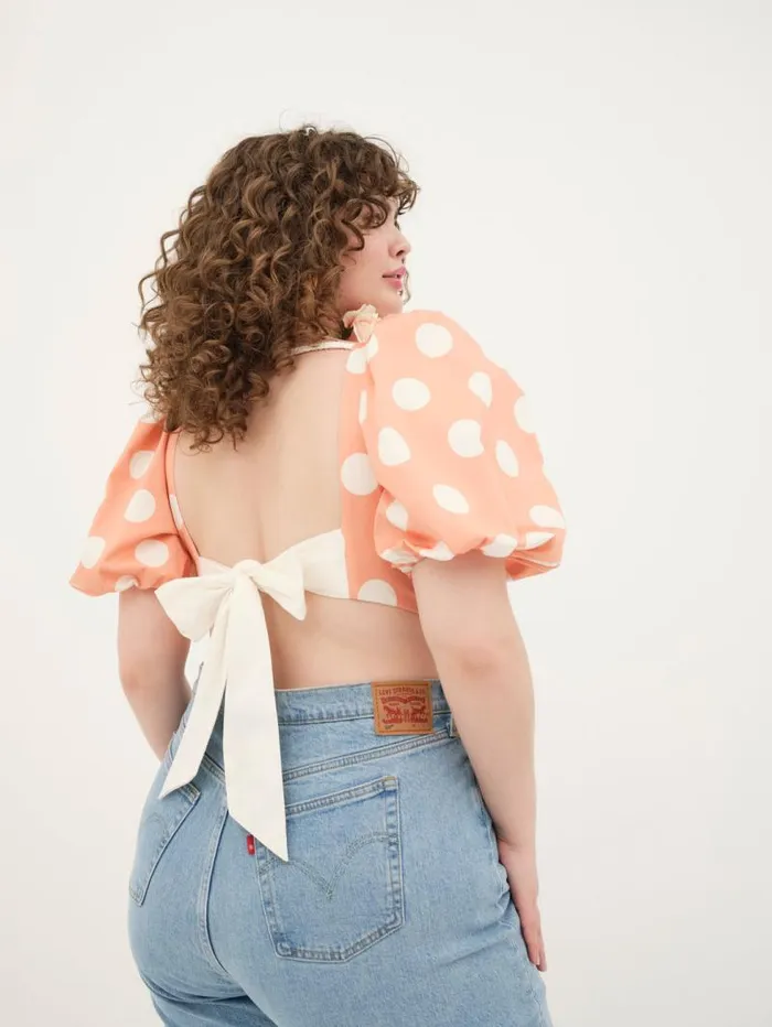 For Love and Lemons Tops Yasmin Puff Sleeve Corset Top Orange 8211 Women For Love and Lemons Tops Yasmin Puff Sleeve Corset Top Orange 8211 Women