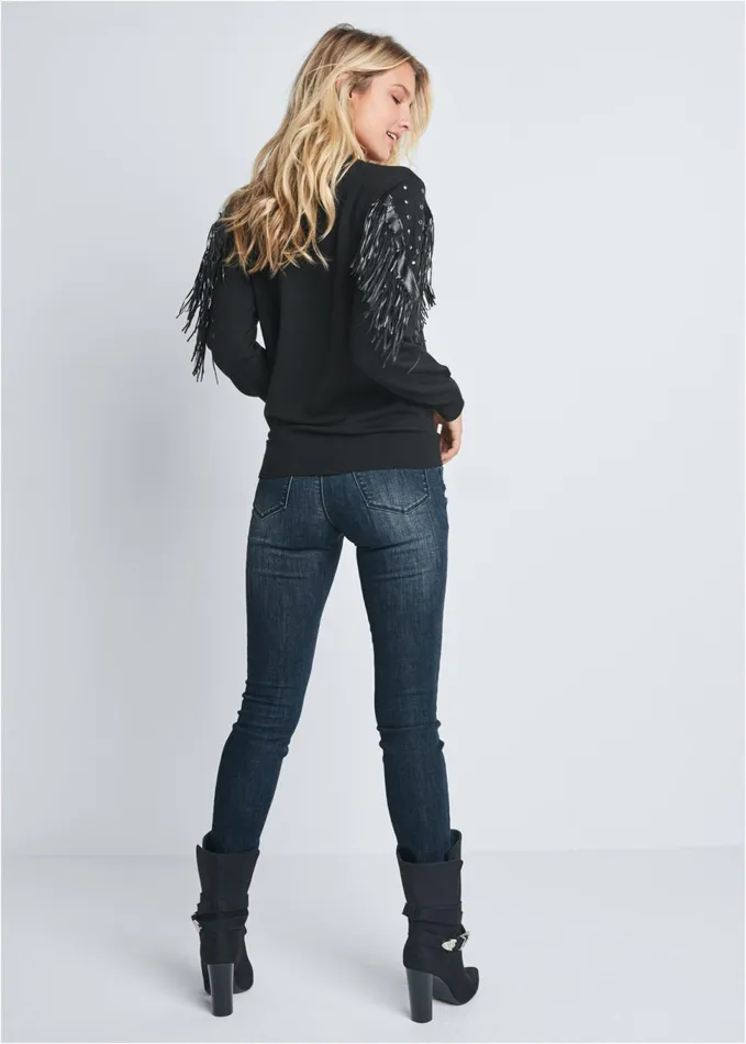 FRINGE DETAIL SWEATER Black Women VENUS Pullover