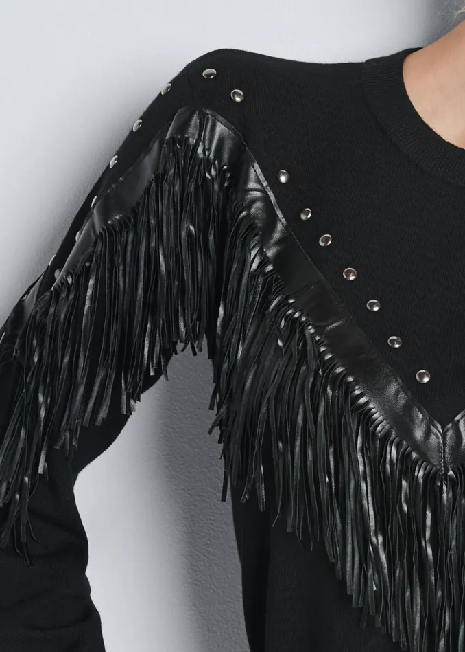 FRINGE DETAIL SWEATER Black Women VENUS Pullover