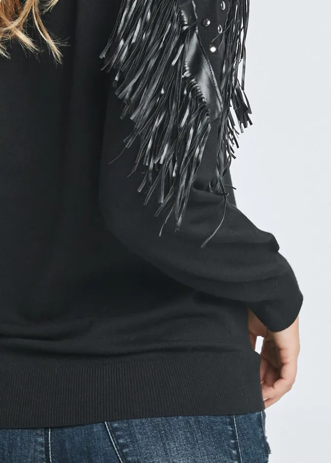 FRINGE DETAIL SWEATER Black Women VENUS Pullover