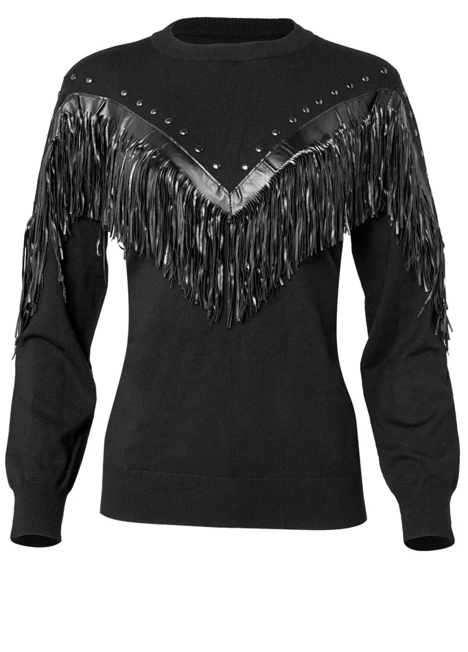 FRINGE DETAIL SWEATER Black Women VENUS Pullover