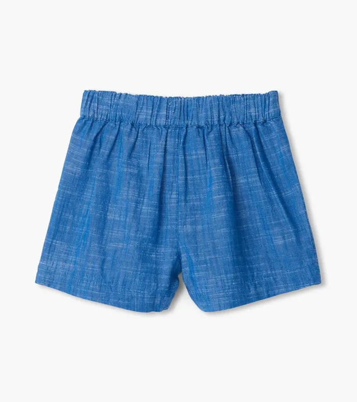 Girls Belted Chambray Paper Bag Shorts Hatley