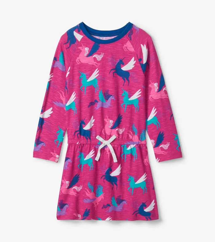 Girls Galactic Unicorn Drop Waist Dress Hatley