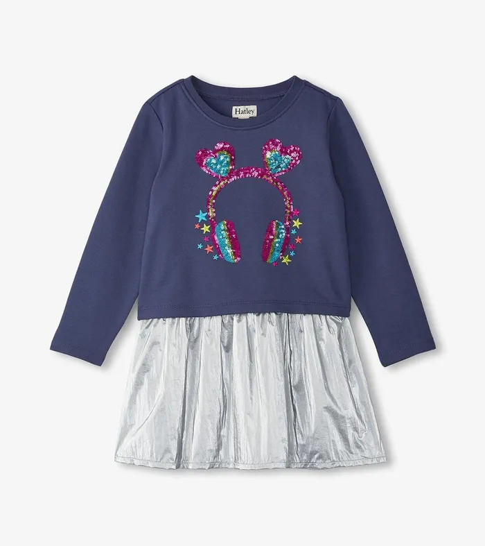 Girls Headphones Dropped Waist Dress Hatley