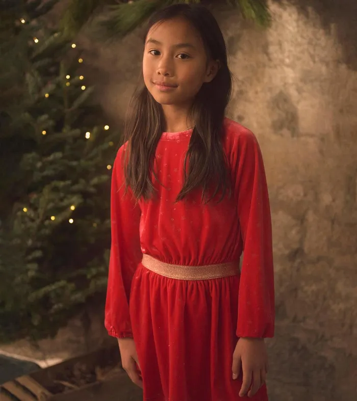 Girls Holiday Stars Crushed Velour Dress Hatley