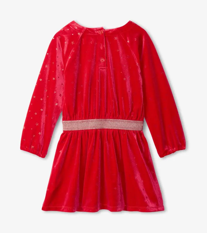 Girls Holiday Stars Crushed Velour Dress Hatley