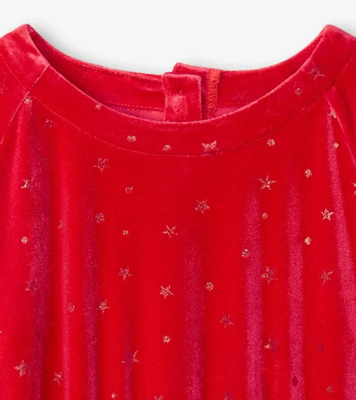 Girls Holiday Stars Crushed Velour Dress Hatley