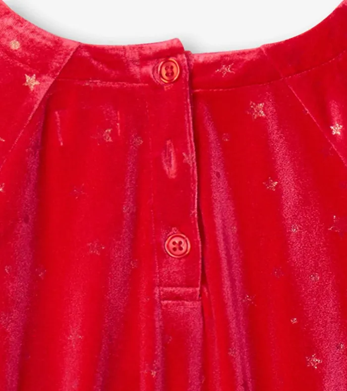 Girls Holiday Stars Crushed Velour Dress Hatley