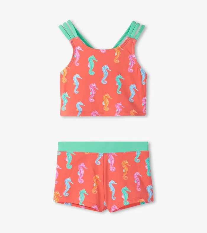 Girls Painted Seahorse TwoPiece Crop Top Bikini Set Hatley