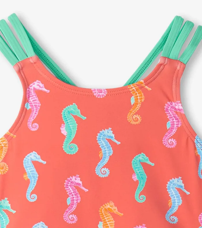 Girls Painted Seahorse TwoPiece Crop Top Bikini Set Hatley