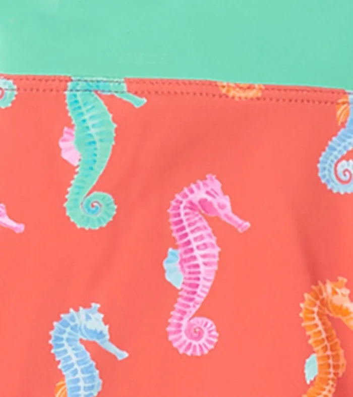 Girls Painted Seahorse TwoPiece Crop Top Bikini Set Hatley
