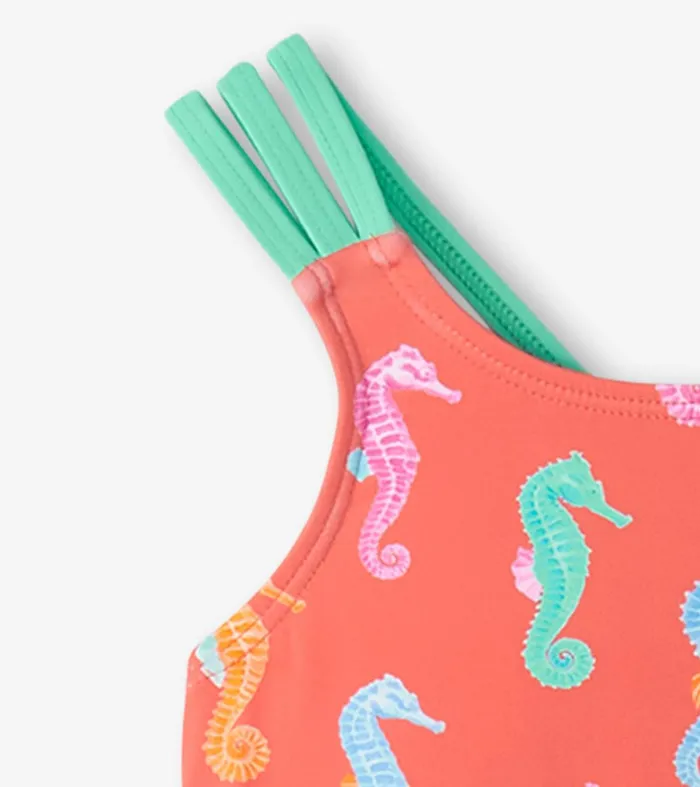 Girls Painted Seahorse TwoPiece Crop Top Bikini Set Hatley