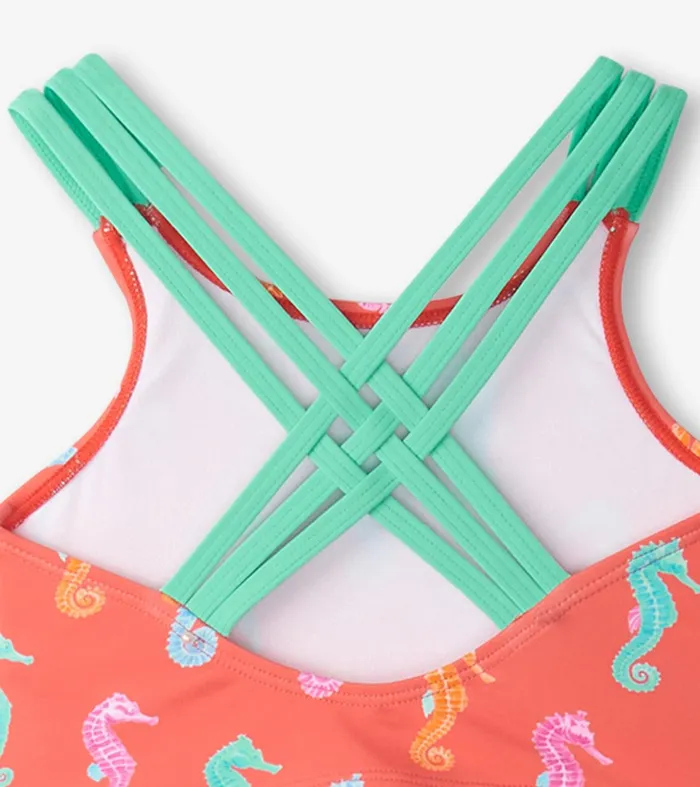 Girls Painted Seahorse TwoPiece Crop Top Bikini Set Hatley