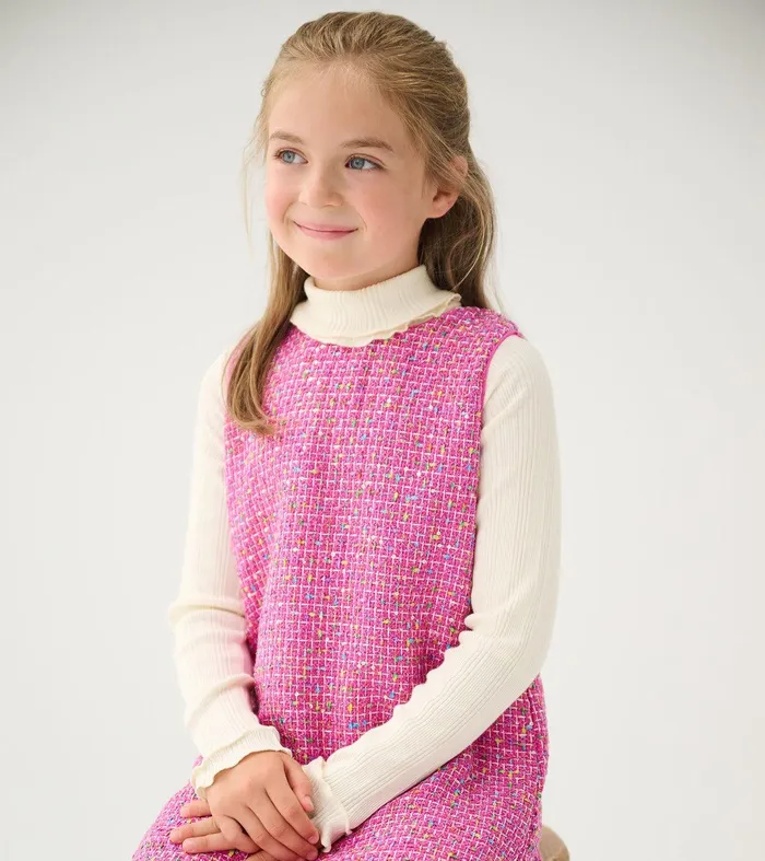 Girls Rose Violet Tweed Dress Hatley