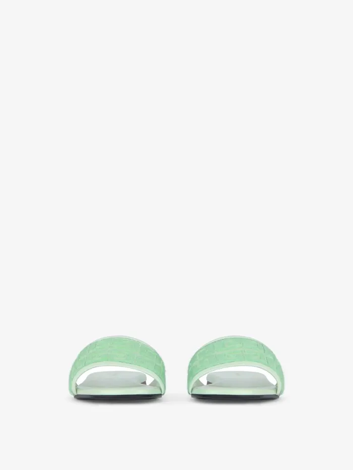 Givenchy 4G Flat Mules In 4G Cotton Towelling Aqua Green Women Slides and Sandals Givenchy 4G Flat Mules In 4G Cotton Towelling Aqua Green Women Slides and Sandals