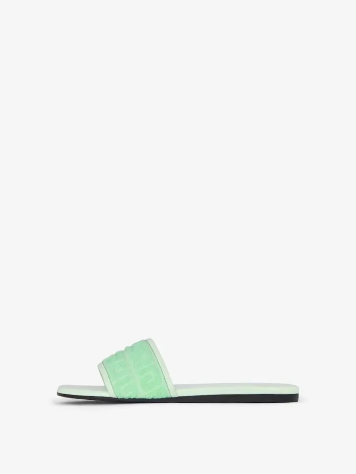 Givenchy 4G Flat Mules In 4G Cotton Towelling Aqua Green Women Slides and Sandals Givenchy 4G Flat Mules In 4G Cotton Towelling Aqua Green Women Slides and Sandals