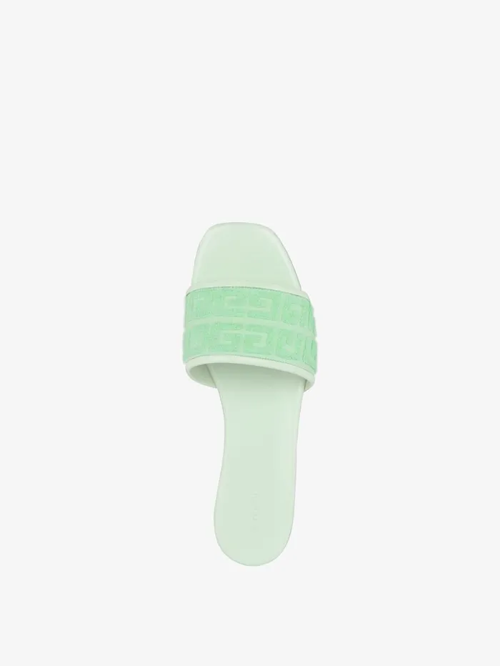 Givenchy 4G Flat Mules In 4G Cotton Towelling Aqua Green Women Slides and Sandals Givenchy 4G Flat Mules In 4G Cotton Towelling Aqua Green Women Slides and Sandals