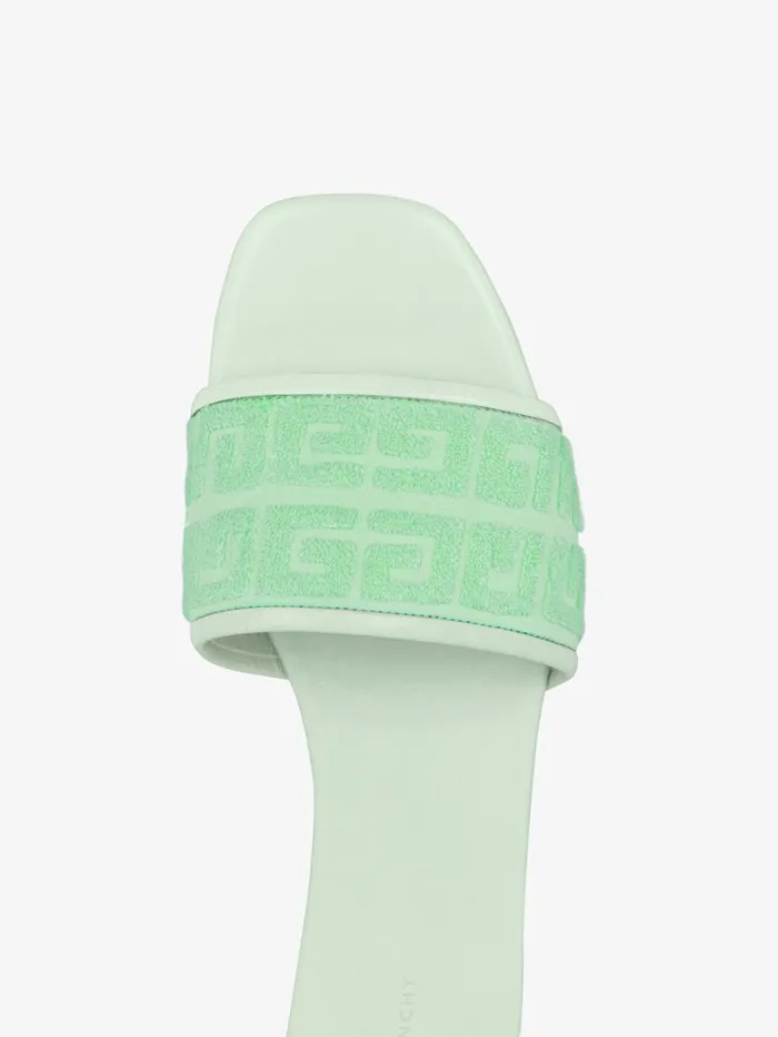Givenchy 4G Flat Mules In 4G Cotton Towelling Aqua Green Women Slides and Sandals Givenchy 4G Flat Mules In 4G Cotton Towelling Aqua Green Women Slides and Sandals