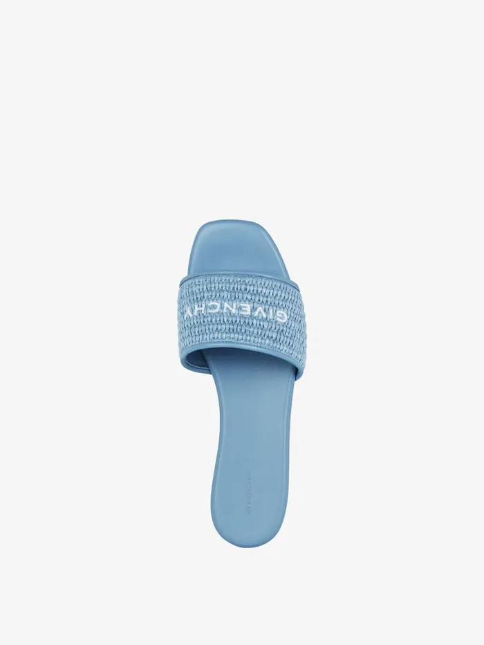 Givenchy 4G Flat Mules In Raffia Denim Blue Women Slides and Sandals Givenchy 4G Flat Mules In Raffia Denim Blue Women Slides and Sandals
