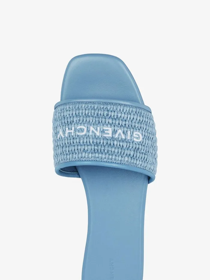 Givenchy 4G Flat Mules In Raffia Denim Blue Women Slides and Sandals Givenchy 4G Flat Mules In Raffia Denim Blue Women Slides and Sandals