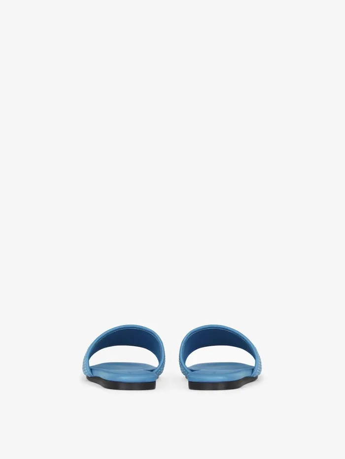 Givenchy 4G Flat Mules In Raffia Denim Blue Women Slides and Sandals Givenchy 4G Flat Mules In Raffia Denim Blue Women Slides and Sandals