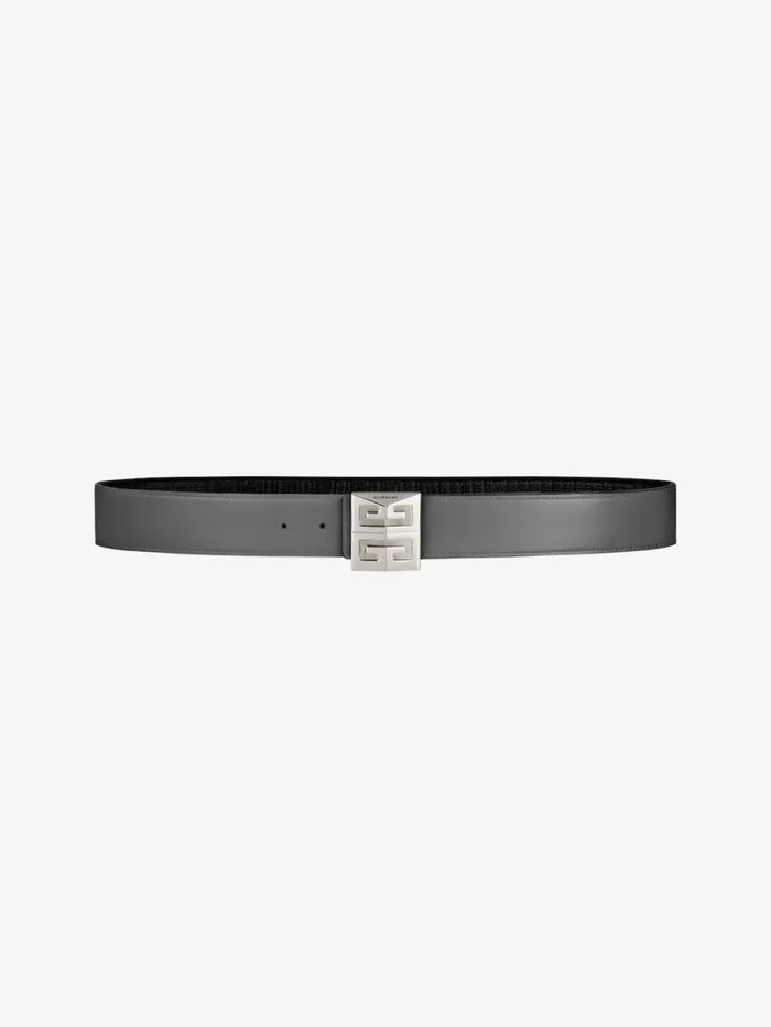Givenchy 4G Reversible Belt In Leather And 4G Coated Canvas Quartz Grey Men Belts