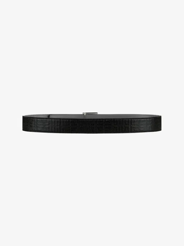 Givenchy 4G Reversible Belt In Leather And 4G Coated Canvas Quartz Grey Men Belts