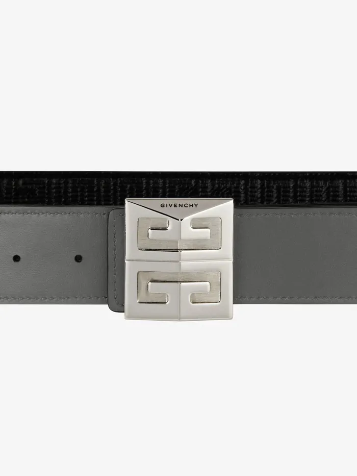 Givenchy 4G Reversible Belt In Leather And 4G Coated Canvas Quartz Grey Men Belts
