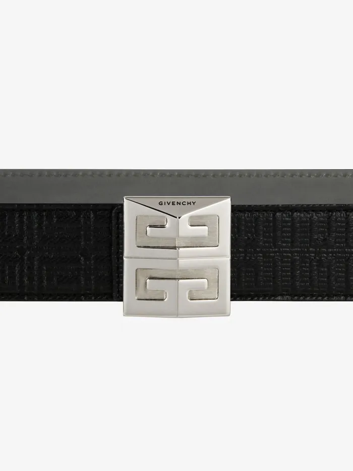 Givenchy 4G Reversible Belt In Leather And 4G Coated Canvas Quartz Grey Men Belts