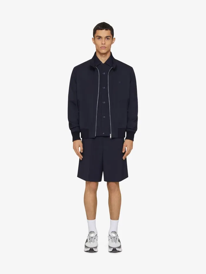 Givenchy Bermuda Shorts In Wool Poplin Night Blue Men Pants and Shorts