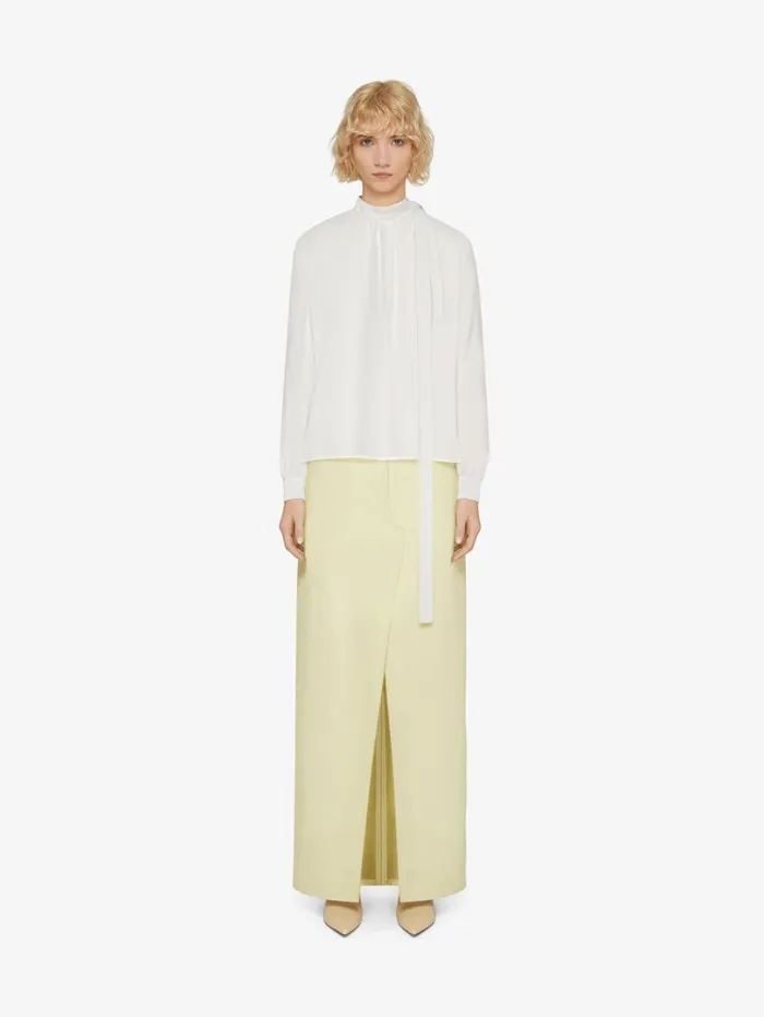 Givenchy Blouse In 4G Silk With Lavalliere White Women Tops and Shirts