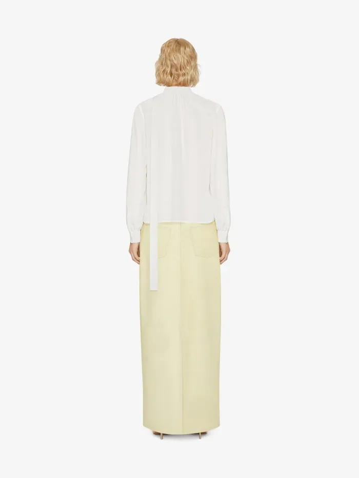 Givenchy Blouse In 4G Silk With Lavalliere White Women Tops and Shirts